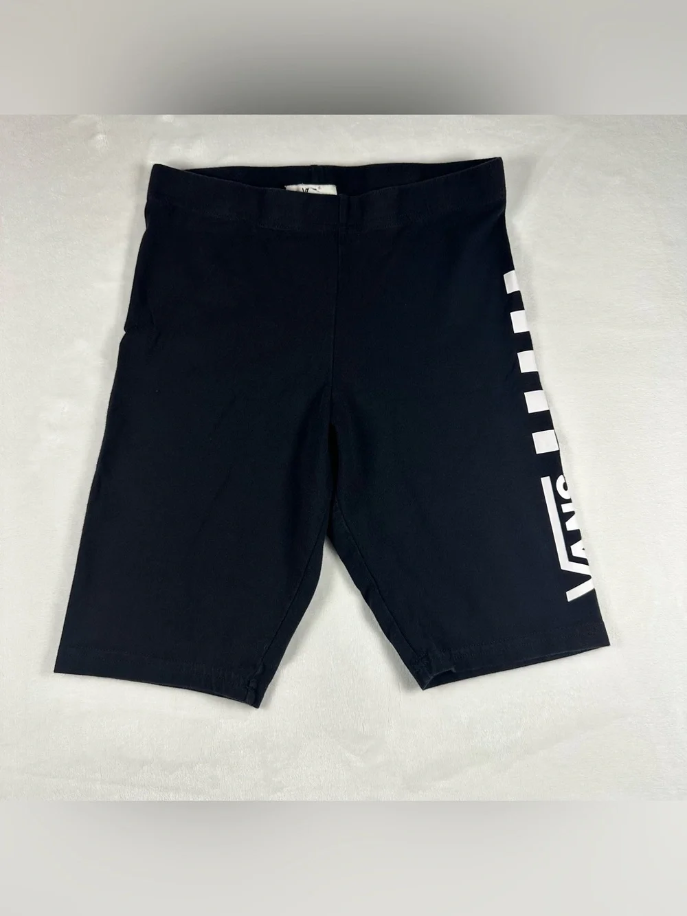 Vans Black Bike Shorts with White Checker Stripe